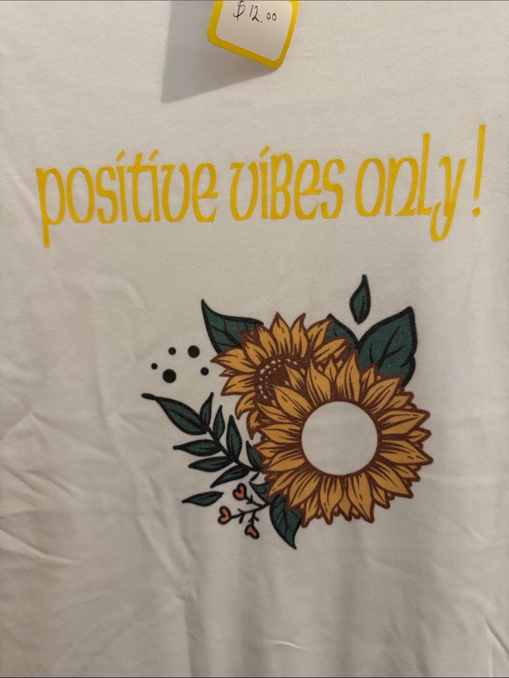 Bella Canvas White Tee with Yellow Sunflower Graphic - Picture 2 of 5